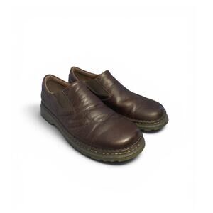 Dr. Martens Orson Brown Leather Slip-On Loafers, Men's Size 15, Yellow Stitching